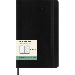 Kalendarz tygodniowy MOLESKINE 2025/26, 18M, L, miękka oprawa, 13x21cm, czarny, Kalendarze, Zeszyty i bloki