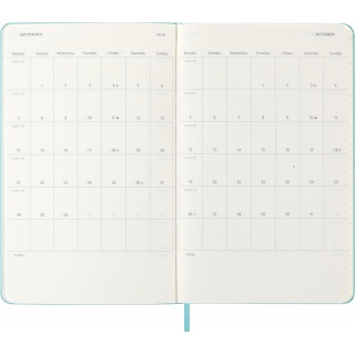 Kalendarz tygodniowy MOLESKINE 2025/26, 18M, L, twarda oprawa, 13x21cm, aquamarine, Kalendarze, Zeszyty i bloki