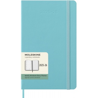Kalendarz tygodniowy MOLESKINE 2025/26, 18M, L, twarda oprawa, 13x21cm, aquamarine, Kalendarze, Zeszyty i bloki