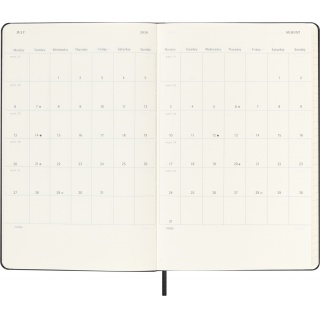 Kalendarz tygodniowy MOLESKINE 2025/26, 18M, L, twarda oprawa, 13x21cm, czarny, Kalendarze, Zeszyty i bloki