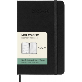 Kalendarz tygodniowy MOLESKINE 2025/26, 18M, P, twarda oprawa, 9x14cm, czarny, Kalendarze, Zeszyty i bloki