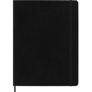 Kalendarz tygodniowy MOLESKINE 2025/26, 18M, XL, miękka oprawa, 19x25cm, czarny, Kalendarze, Zeszyty i bloki