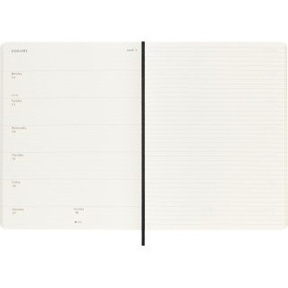 Kalendarz tygodniowy MOLESKINE 2025/26, 18M, XL, miękka oprawa, 19x25cm, czarny, Kalendarze, Zeszyty i bloki