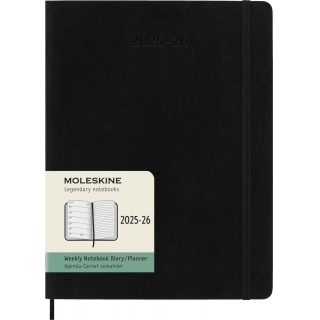 Kalendarz tygodniowy MOLESKINE 2025/26, 18M, XL, miękka oprawa, 19x25cm, czarny, Kalendarze, Zeszyty i bloki
