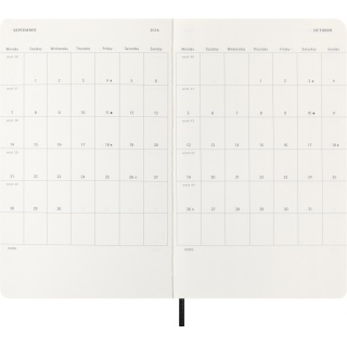 Kalendarz tygodniowy MOLESKINE 2026, 12M, L, miękka oprawa, 13x21cm, czarny, Kalendarze, Zeszyty i bloki