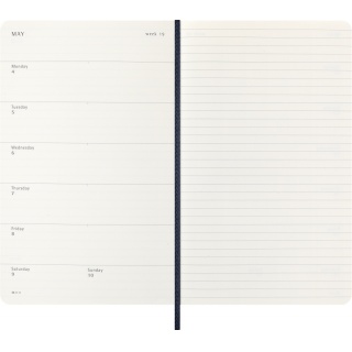 Kalendarz tygodniowy MOLESKINE 2026, 12M, L, miękka oprawa, 13x21cm, sapphire blue, Kalendarze, Zeszyty i bloki