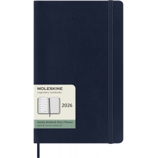 Kalendarz tygodniowy MOLESKINE 2026, 12M, L, miękka oprawa, 13x21cm, sapphire blue, Kalendarze, Zeszyty i bloki