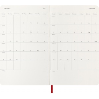 Kalendarz tygodniowy MOLESKINE 2026, 12M, L, miękka oprawa, 13x21cm, scarlet red, Kalendarze, Zeszyty i bloki
