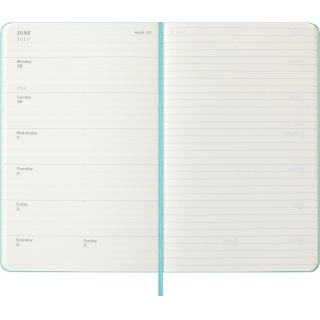Kalendarz tygodniowy MOLESKINE 2026, 12M, L, twarda oprawa, 13x21cm, aquamarine, Kalendarze, Zeszyty i bloki