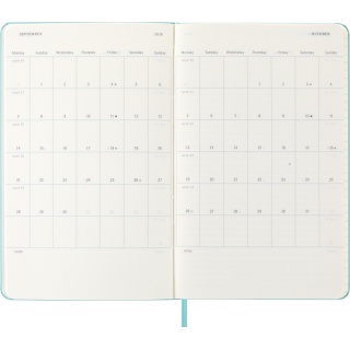 Kalendarz tygodniowy MOLESKINE 2026, 12M, L, twarda oprawa, 13x21cm, aquamarine, Kalendarze, Zeszyty i bloki