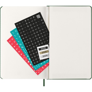 Kalendarz tygodniowy MOLESKINE 2026, 12M, L, twarda oprawa, 13x21cm, myrtle green, Kalendarze, Zeszyty i bloki