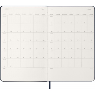 Kalendarz tygodniowy MOLESKINE 2026, 12M, L, twarda oprawa, 13x21cm, sapphire blue, Kalendarze, Zeszyty i bloki