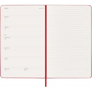 Kalendarz tygodniowy MOLESKINE 2026, 12M, L, twarda oprawa, 13x21cm, scarlet red, Kalendarze, Zeszyty i bloki