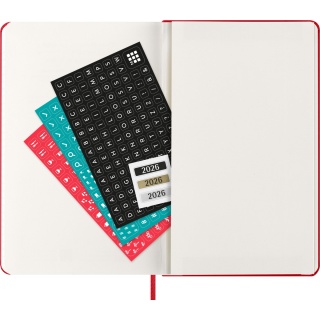 Kalendarz tygodniowy MOLESKINE 2026, 12M, L, twarda oprawa, 13x21cm, scarlet red, Kalendarze, Zeszyty i bloki