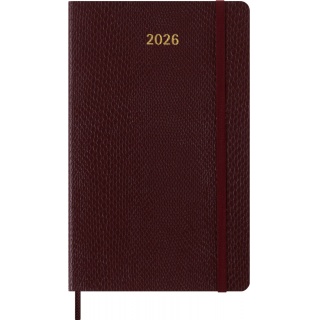 Kalendarz tygodniowy MOLESKINE 2026, 12M, L, synt. skóra węża, 13x21cm, edycja limitowana, w pudełku, bordeaux, Kalendarze, Zeszyty i bloki