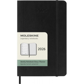 Kalendarz tygodniowy MOLESKINE 2026, 12M, P, miękka oprawa, 9x14cm, czarny, Kalendarze, Zeszyty i bloki