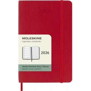 Kalendarz tygodniowy MOLESKINE 2026, 12M, P, miękka oprawa, 9x14cm, scarlet red, Kalendarze, Zeszyty i bloki