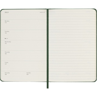Kalendarz tygodniowy MOLESKINE 2026, 12M, P, twarda oprawa, 9x14cm, myrtle green, Kalendarze, Zeszyty i bloki