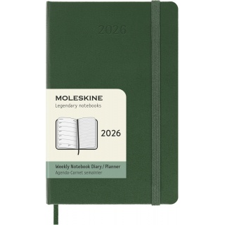 Kalendarz tygodniowy MOLESKINE 2026, 12M, P, twarda oprawa, 9x14cm, myrtle green, Kalendarze, Zeszyty i bloki