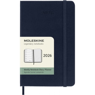 Kalendarz tygodniowy MOLESKINE 2026, 12M, P, twarda oprawa, 9x14cm, sapphire blue, Kalendarze, Zeszyty i bloki
