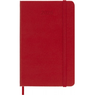 Kalendarz tygodniowy MOLESKINE 2026, 12M, P, twarda oprawa, 9x14cm, scarlet red, Kalendarze, Zeszyty i bloki