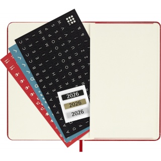 Kalendarz tygodniowy MOLESKINE 2026, 12M, P, twarda oprawa, 9x14cm, scarlet red, Kalendarze, Zeszyty i bloki