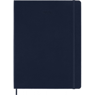 Kalendarz tygodniowy MOLESKINE 2026, 12M, XL, twarda oprawa, 19x25cm, sapphire blue, Kalendarze, Zeszyty i bloki