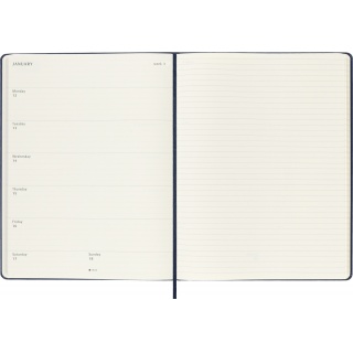 Kalendarz tygodniowy MOLESKINE 2026, 12M, XL, twarda oprawa, 19x25cm, sapphire blue, Kalendarze, Zeszyty i bloki