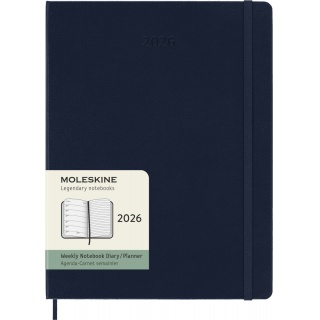 Kalendarz tygodniowy MOLESKINE 2026, 12M, XL, twarda oprawa, 19x25cm, sapphire blue, Kalendarze, Zeszyty i bloki