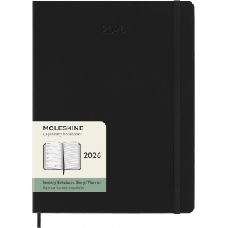 Kalendarz tygodniowy MOLESKINE 2026, 12M, XL, twarda oprawa, 19x25cm, czarny, Kalendarze, Zeszyty i bloki