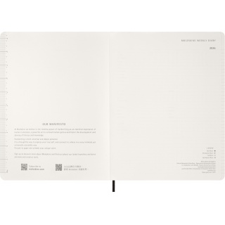 Kalendarz tygodniowy vertykalny MOLESKINE 2026, 15M, XXL, miękka oprawa, 23,5x28cm, czarny, Kalendarze, Zeszyty i bloki