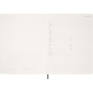 Kalendarz tygodniowy vertykalny MOLESKINE 2026, 15M, XXL, miękka oprawa, 23,5x28cm, myrtle green, Kalendarze, Zeszyty i bloki