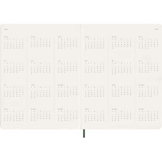 Kalendarz tygodniowy vertykalny MOLESKINE 2026, 15M, XXL, miękka oprawa, 23,5x28cm, myrtle green, Kalendarze, Zeszyty i bloki