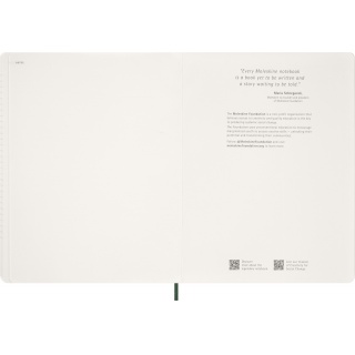 Kalendarz tygodniowy vertykalny MOLESKINE 2026, 15M, XXL, miękka oprawa, 23,5x28cm, myrtle green, Kalendarze, Zeszyty i bloki