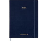 Kalendarz tygodniowy vertykalny MOLESKINE 2026, 15M, XXL, miękka oprawa, 23,5x28cm, sapphire blue, Kalendarze, Zeszyty i bloki