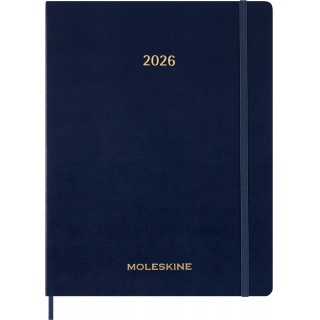 Kalendarz tygodniowy vertykalny MOLESKINE 2026, 15M, XXL, miękka oprawa, 23,5x28cm, sapphire blue, Kalendarze, Zeszyty i bloki