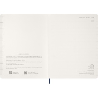 Kalendarz tygodniowy vertykalny MOLESKINE 2026, 15M, XXL, miękka oprawa, 23,5x28cm, sapphire blue, Kalendarze, Zeszyty i bloki