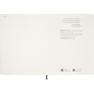 Kalendarz tygodniowy vertykalny MOLESKINE 2026, 15M, XXL, miękka oprawa, 23,5x28cm, sapphire blue, Kalendarze, Zeszyty i bloki