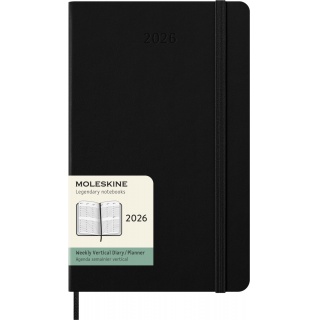 Kalendarz tygodniowy vertykalny MOLESKINE 2026, 12M, L, twarda oprawa, 13x21cm, czarny, Kalendarze, Zeszyty i bloki