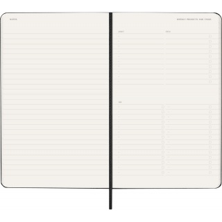 Kalendarz tygodniowy vertykalny MOLESKINE Pro 2026, 12M, L, twarda oprawa, 13x21cm, czarny, Kalendarze, Zeszyty i bloki