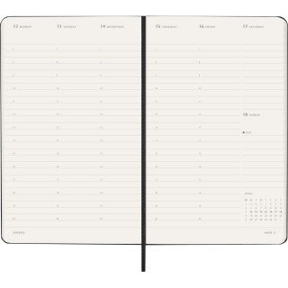 Kalendarz tygodniowy vertykalny MOLESKINE Pro 2026, 12M, L, twarda oprawa, 13x21cm, czarny, Kalendarze, Zeszyty i bloki