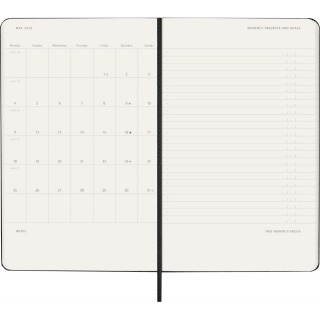 Kalendarz tygodniowy vertykalny MOLESKINE Pro 2026, 12M, L, twarda oprawa, 13x21cm, czarny, Kalendarze, Zeszyty i bloki