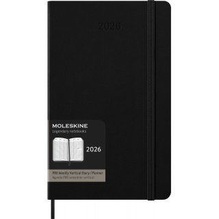Kalendarz tygodniowy vertykalny MOLESKINE Pro 2026, 12M, L, twarda oprawa, 13x21cm, czarny, Kalendarze, Zeszyty i bloki