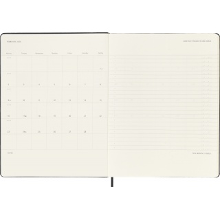 Kalendarz tygodniowy vertykalny MOLESKINE Pro 2026, 12M, XL, twarda oprawa, 19x25cm, czarny, Kalendarze, Zeszyty i bloki
