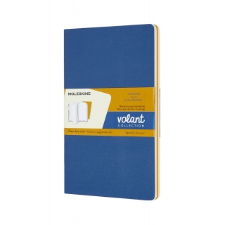 Zestaw 2 zeszytów MOLESKINE Volant, L, 13x21cm, gładki, 96 stron, blue/amber yellow, Zeszyty, Artykuły szkolne