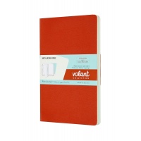 Zestaw 2 zeszytów MOLESKINE Volant, L, 13x21cm, gładki, 96 stron, coral orange/aquamarine, Zeszyty, Artykuły szkolne