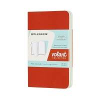Zestaw 2 zeszytów MOLESKINE Volant, XS, 6,5x10,5cm, gładki, 56 stron, coral orange/aquamarine, Zeszyty, Artykuły szkolne