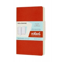 Zestaw 2 zeszytów MOLESKINE Volant, P, 9x14cm, w linie, 80 stron, coral orange/aquamarine, Zeszyty, Artykuły szkolne