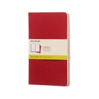 Zestaw 3 zeszytów MOLESKINE Cahier Journals, L, 13x21cm, gładki, 80 stron, cranberry red, Zeszyty, Artykuły szkolne