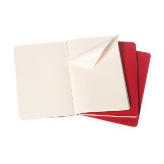 Zestaw 3 zeszytów MOLESKINE Cahier Journals, L, 13x21cm, gładki, 80 stron, cranberry red, Zeszyty, Artykuły szkolne
